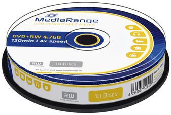 DVD+RW MEDIARANGE 4.7GB REWRITABLE CAKE 10 10 Stuk