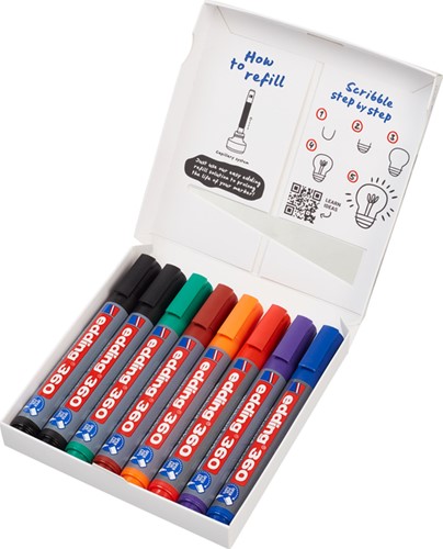 Whiteboardmarker edding 360 rond 1.5-3mm assorti 8 stuks-2