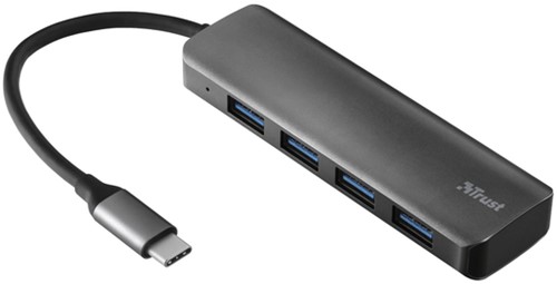 Hub Trust Halyx USB-C 4x USB-A 3.2 zwart 1 Stuk
