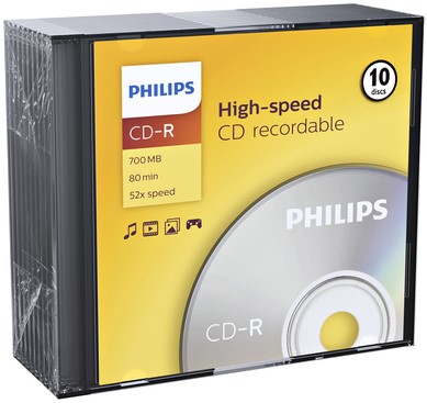CD-R Philips 80Min 700MB 52x SL (10) 10 Stuk