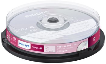 DVD-R Philips 4.7GB 16x SP (10) 10 Stuk