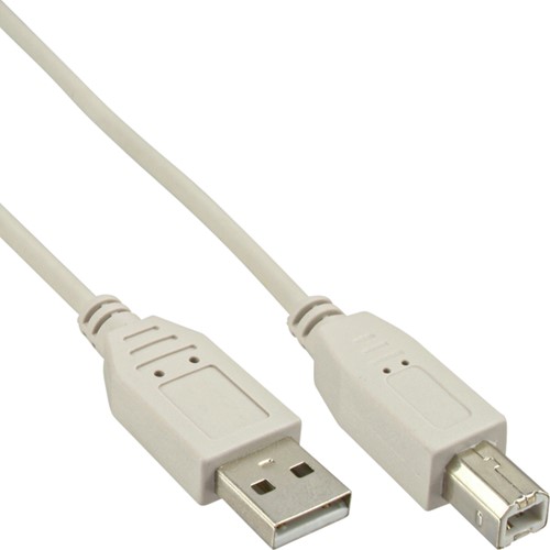 Kabel inLine USB 2.0 A-B 3 meter beige 1 Stuk