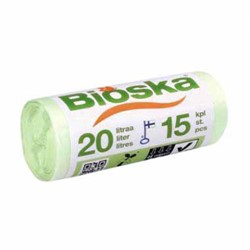 Afvalzak Bioska zetmeel 42x50cm 20l groen 15 Stuk
