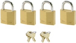 Hangslot MasterLock 4 gelijksluitend messing 20mm 4 Stuk