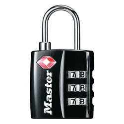 Hangslot Masterlock 3-cijfer TSA zwart 30mm 1 Stuk