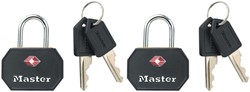 Hangslot Masterlock 2 gelijksl alu TSA zwart 30mm 2 Stuk