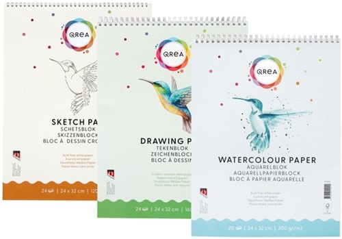 Aquarelblok Qrea 24x32 20vel 200gr spiraal 20 Vel-2
