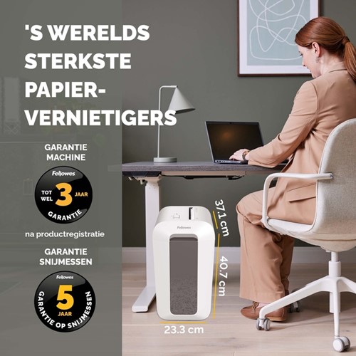 Papiervernietiger Fellowes Powershred LX65 snippers 4x40mm wit-4