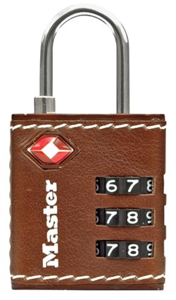 Hangslot Masterlock 3-cijfer TSA 30 mm bruin leer 1 Stuk