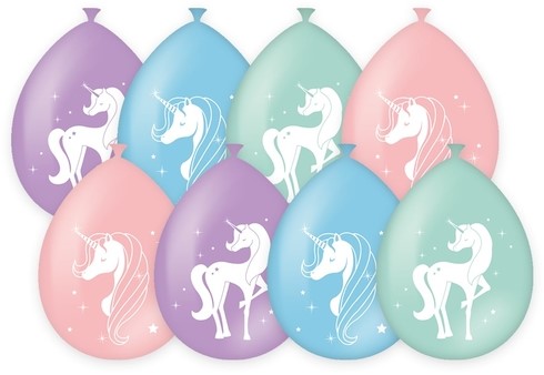 Ballonen Unicorn 30 cm 8 stuks pastel 8 Stuk