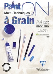 Tekenblk Clairefontaine Paint A4 korrel 20v 250gr 1 Stuk