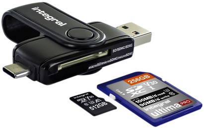CARD READER INTEGRAL SD + MICRO SD USB 3.1 + USB C 1 Stuk