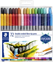 Kleurstift Staedtler 3200 dubbele punt fijn en ultrafijn etui à 72 ass