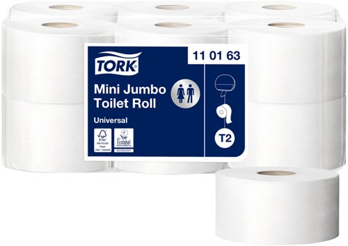 Toiletpapier Tork T2 mini Universal wit 110163 12 Rol