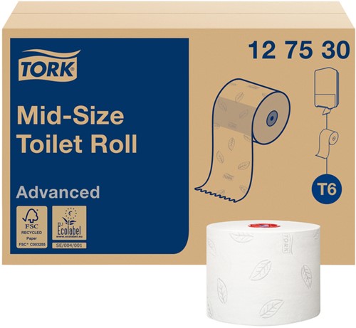 Toiletpapier Tork Mid-size T6 Advanced 2lgs 127530 27 Rol