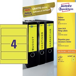 Rugetiket Avery breed 61x192mm zelfklevend geel 100 Vel