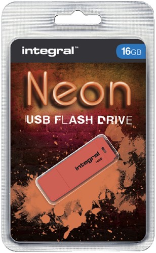 USB-STICK INTEGRAL FD 16GB NEON ORANJE 1 Stuk