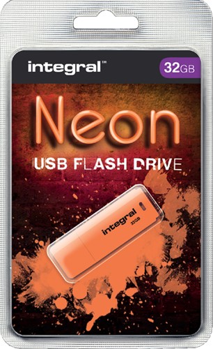 USB-STICK INTEGRAL FD 32GB NEON ORANJE 1 Stuk