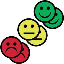 Magneet smiley 25mm 2x geel 2x groen 2x rood 6 Stuk