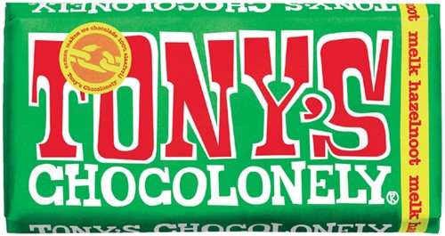 TONY'S CHOCOLONELY MELK HAZELNOOT 180GR 180 Gram