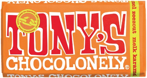 TONY'S CHOCOLONELY MELK KARAMEL ZEEZOUT 180GR 180 Gram